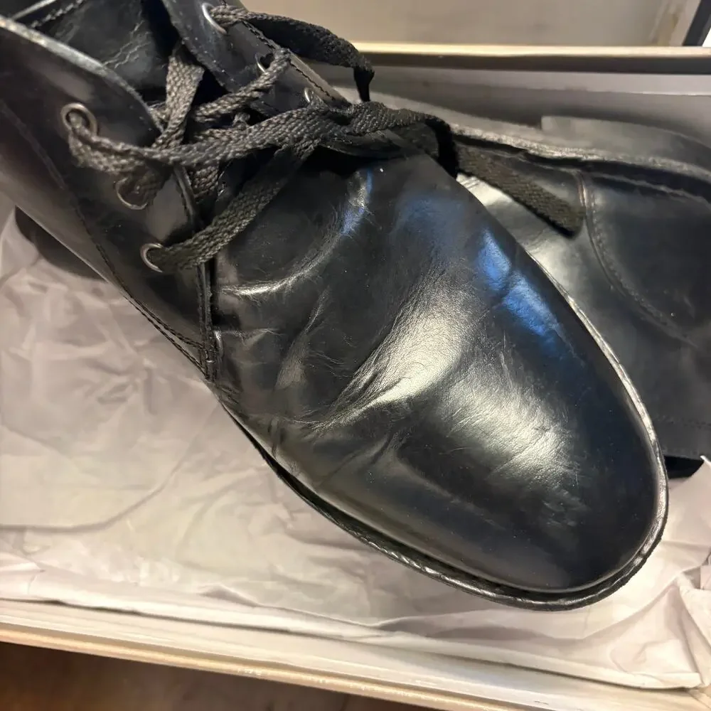 Crown Vintage Mens Casper Chukka Boots 10 Black Lace Up Oxford Leather
